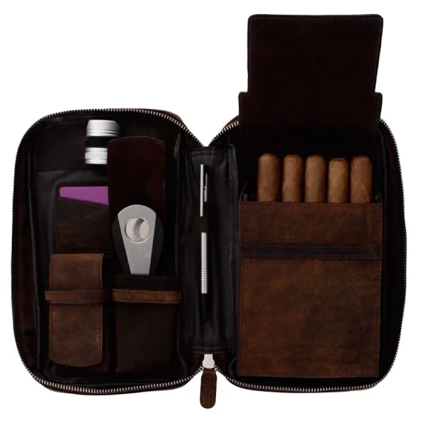 Porta-charutos Nerone Travel Case PC em couro estonado, vista geral