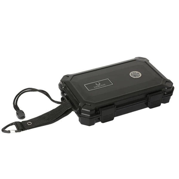 Umidor de viagem NERONE Cigar Travel ABS preto com higrômetro para 5 charutos