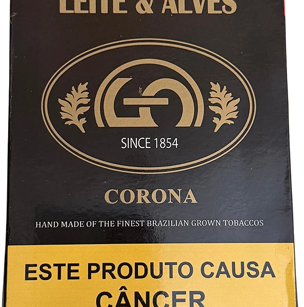 Charuto Leite & Alves Corona – Petaca com 5 Charutos — Corona (40x150mm), capa Brazilian Mata. Foto 1 de 1: vista geral