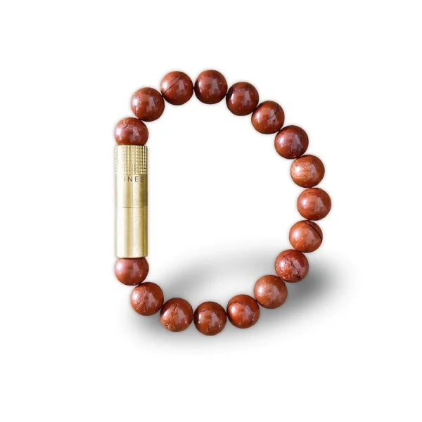 Furador Les Fines Lames Bracelete Brass Red Jasper com jaspe vermelho, lateral