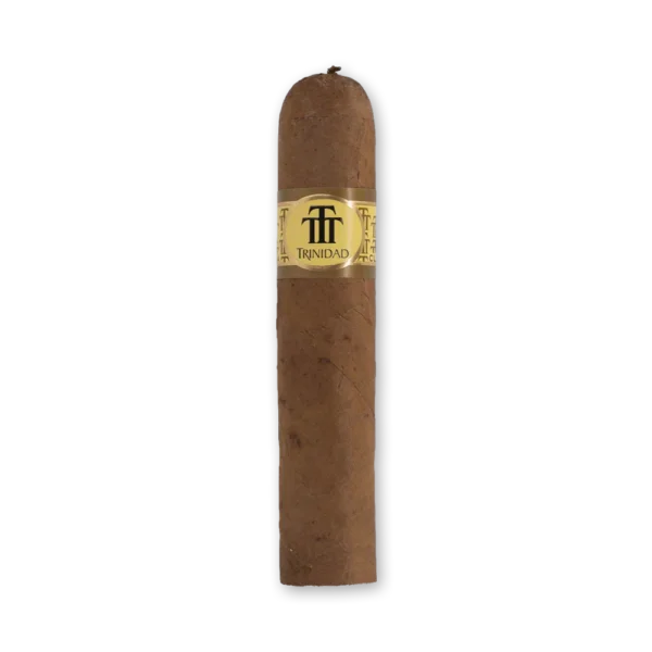 Charuto Trinidad Vigia cubano vitola Robusto com anilha amarela e verde sobre fundo escuro