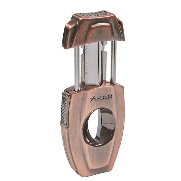Cortador de charutos Xikar V-Cut em metal com acabamento bronze