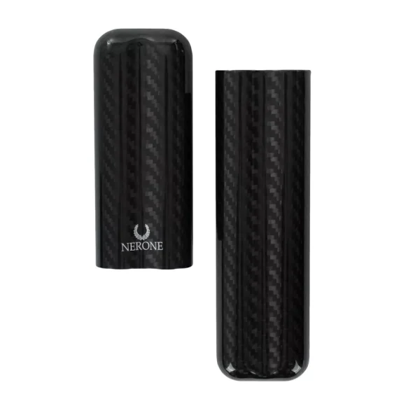 Porta-charutos Nerone em fibra de carbono para 2 unidades, vista frontal