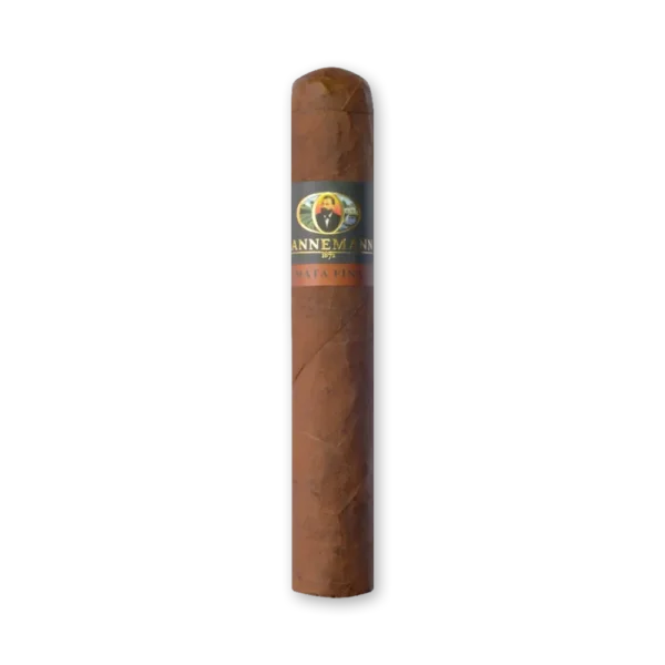Charuto Dannemann Mata Fina Robusto em pé com capa clara e anilha dourada