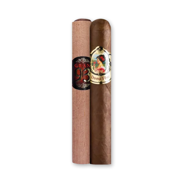 Dois charutos Dona Flor Gran Corona 93 lado a lado com capas distintas