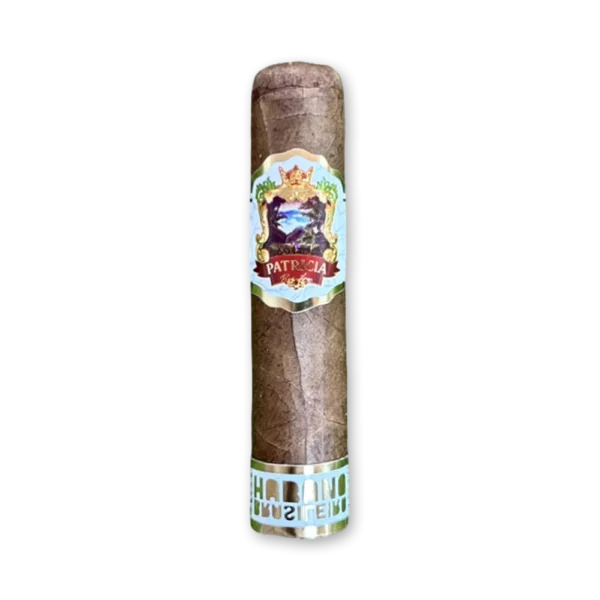 Charuto Diógenes Puentes Patrícia Petit Robusto com anilha azul-clara e anilha de pé Habano Brasileiro