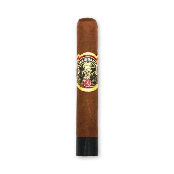 Charuto Espinosa Knuckle Sandwich Habano Robusto com capa marrom, pé preto e anilha de caveira de chef
