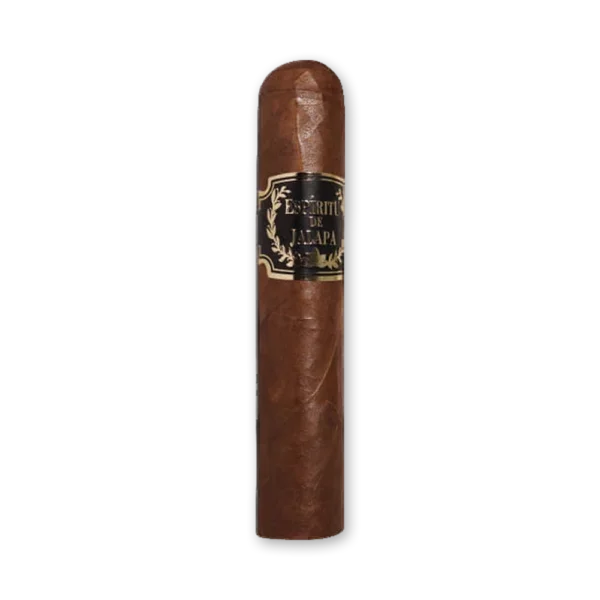 Charuto Espíritu de Jalapa Robusto curto e grosso, de capa marrom escura, com anilha preta e dourada