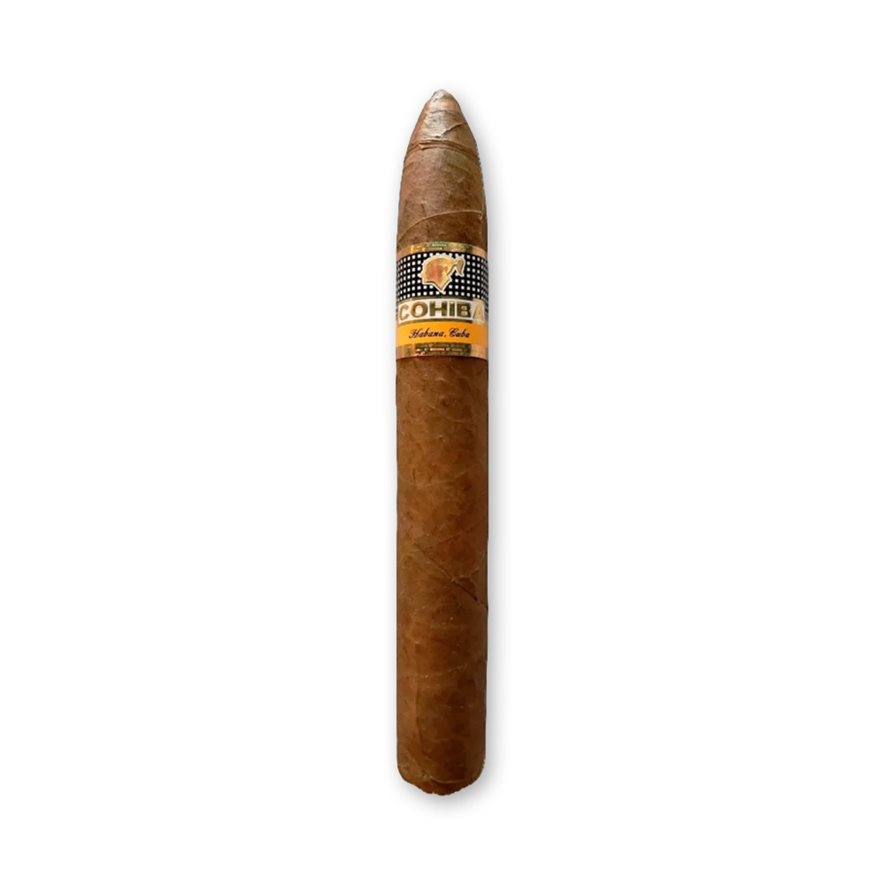 001 Charuto Cohiba Piramide Extra Pirâmide cubano com anilha dourada e formato cônico