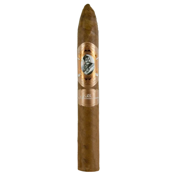 Charuto Gurkha 35th Anniversary Torpedo de capa marrom média e cabeça afilada com anilha cobre e retrato