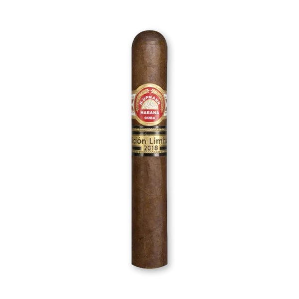 Charuto H. Upmann Propios Edição Limitada 2018 curto e grosso, de capa escura com faixa preta e dourada