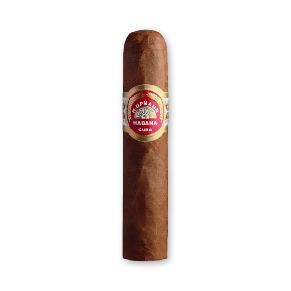 Charuto H. Upmann Half Corona curto de capa marrom avermelhada com anilha vermelha e dourada