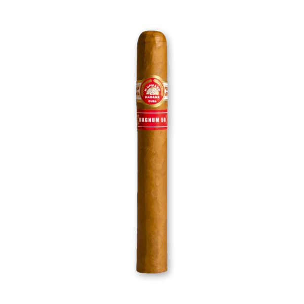 Charuto H. Upmann Magnum 50 de capa clara dourada com anilha vermelha e dourada e faixa vermelha