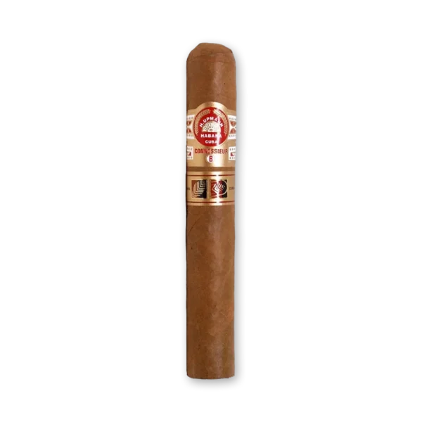 Charuto H. Upmann Connossieur B de capa marrom com anilha vermelha e dourada além de uma segunda anilha bordô