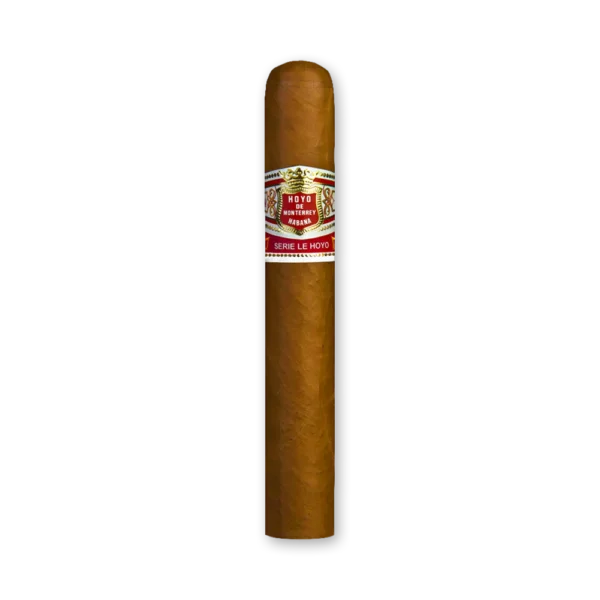 Charuto Hoyo de Monterrey Le Hoyo de San Juan de corpo grosso e capa clara, com anilha branca e faixa vermelha