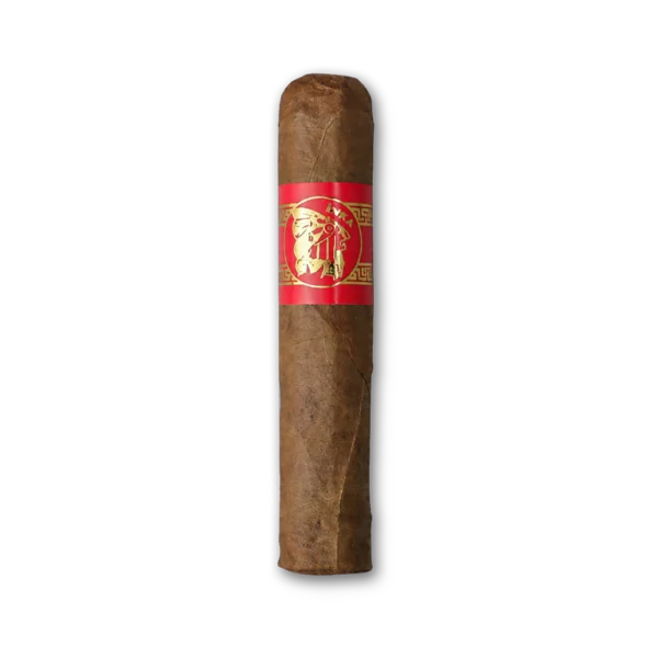 Charuto Inca Short Corona curto e grosso, de capa marrom, com anilha vermelha e emblema dourado