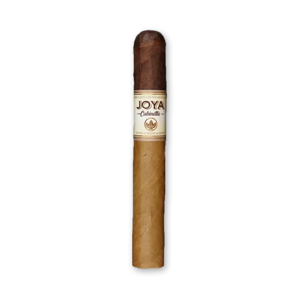 Charuto Joya de Nicaragua Cabinetta Robusto de capa clara com a cabeça mais escura e anilha creme Joya Cabinetta