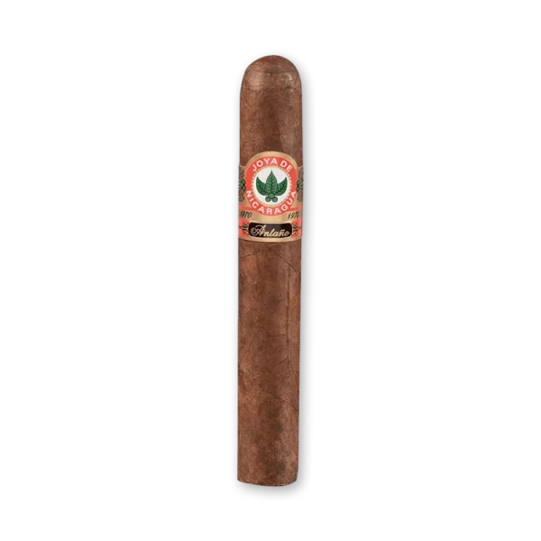 Charuto Joya de Nicaragua Antaño Robusto Grande de capa marrom com anilha redonda vermelha e dourada