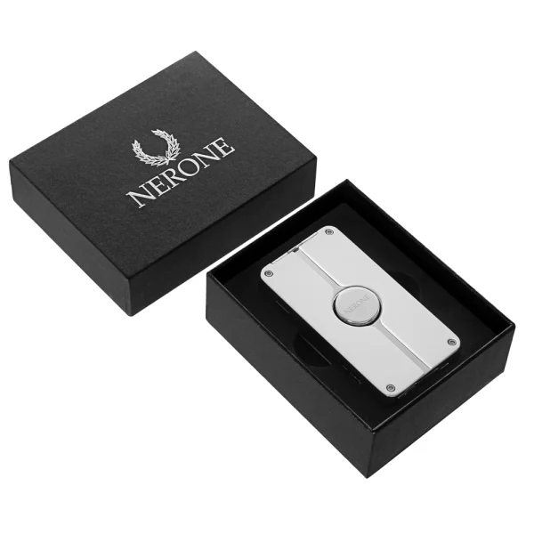 Isqueiro maçarico Nerone Q3 de 3 chamas em metal branco