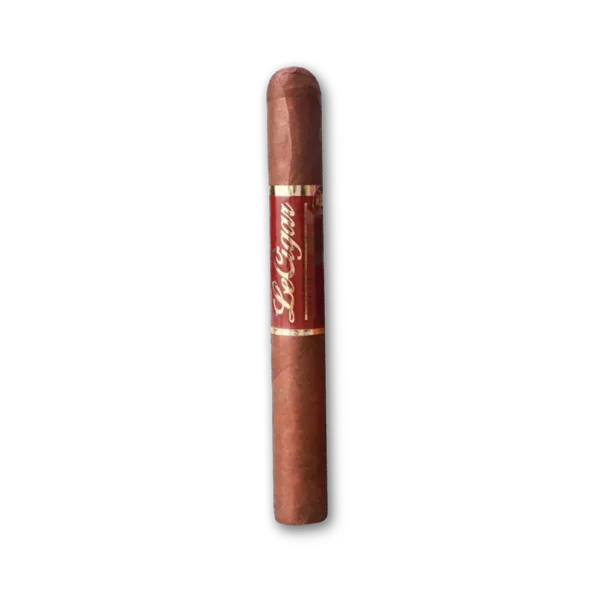 Charuto Le Cigar Junior Havana Brasil, fino e reto, de capa avermelhada, com anilha vinho e letras douradas