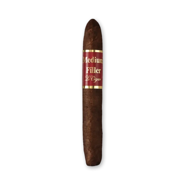 Charuto Le Cigar Figurado Medium Filler com cabeça afunilada, capa marrom escura e anilha vermelha