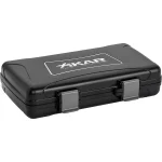 Umidor Xikar preto para 5 charutos, vista lateral com fecho