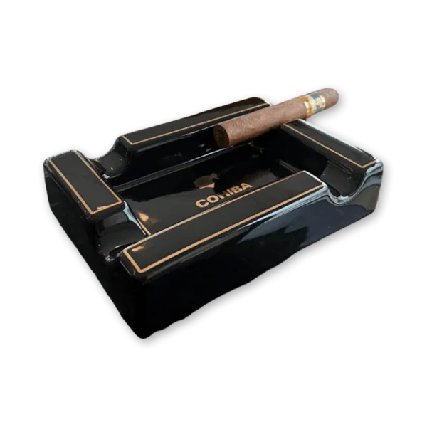 Cinzeiro Cohiba em cerâmica com 4 apoios para charutos e logotipo em relevo