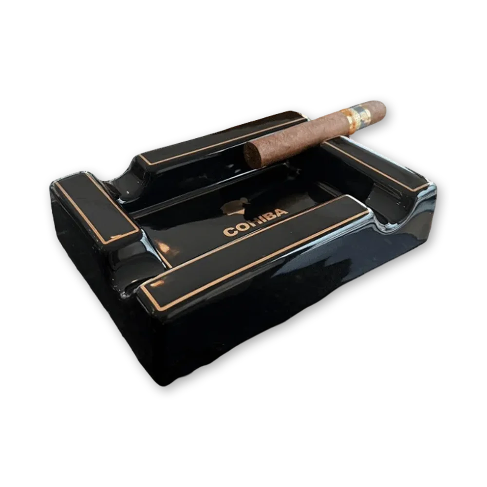 001 Cinzeiro Cohiba em cerâmica com 4 apoios para charutos e logotipo em relevo