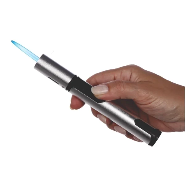 Isqueiro maçarico Nerone Slim Torch de 1 chama em metal prateado