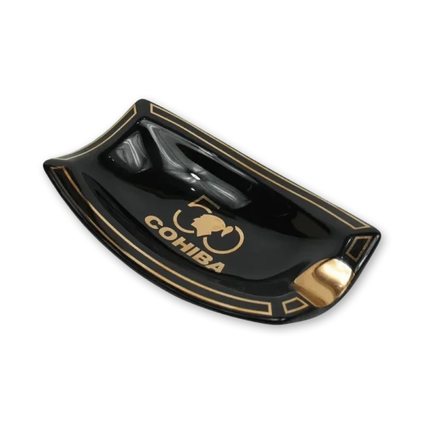 Cinzeiro Cohiba 50 Anos em cerâmica comemorativa com apoio para 1 charuto e logotipo dourado