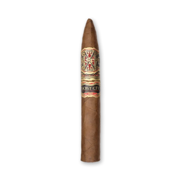 Charuto Arturo Fuente Opus X Lost City Piramide com capa colorado avermelhada e anilha exclusiva