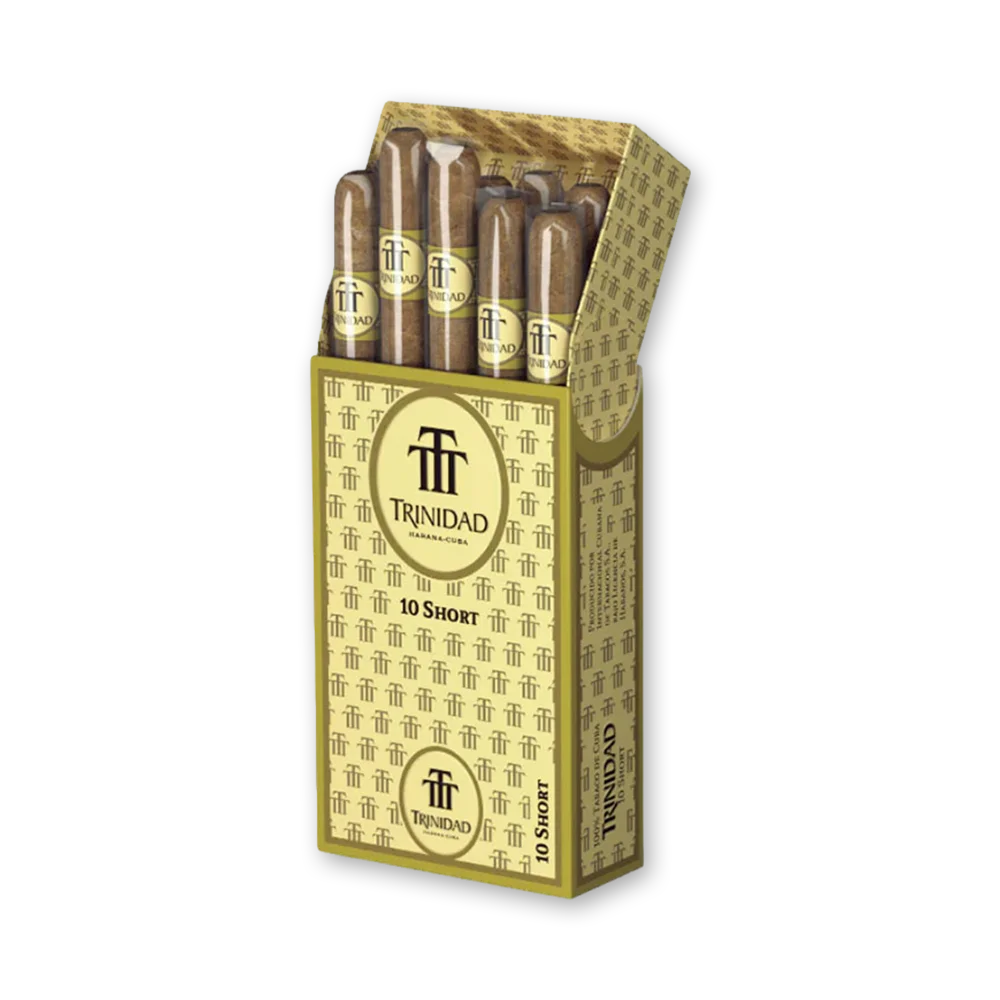 002 Petaca com 10 charutos Trinidad Short formato Robusto em caixa lacuada