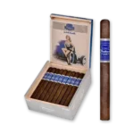 Caixa CAO Flathead V642 aberta com ilustração retrô e charutos alinhados