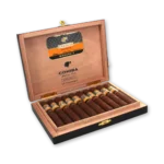 Caixa aberta Cohiba Secretos Maduro 5 com dez charutos e anilha laranja e preta
