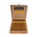 Caixa aberta Cohiba Lanceros com charutos longos e finos em fileira