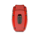 Cortador Xikar VX2 vermelho aberto exibindo lâminas de corte em V