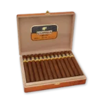 Caixa aberta Cohiba Esplendidos com charutos alinhados e selo Habanos