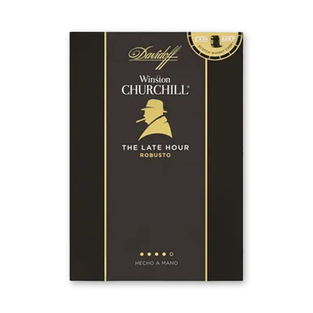 Charuto avulso Davidoff Winston Churchill The Late Hour Robusto Petaca fechada preta Davidoff Winston Churchill The Late Hour Robusto