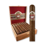 Caixa aberta de Ashton Heritage Puro Sol Double Corona com charutos e forro vermelho