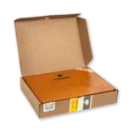 Caixa de papelão aberta com estojo de madeira Cohiba Esplendidos lacrado