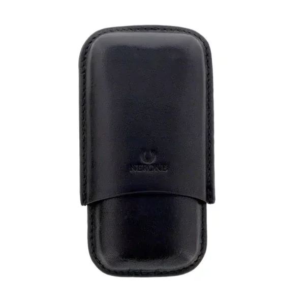 Charuteira NERONE Sublime para 2 unidades em couro preto