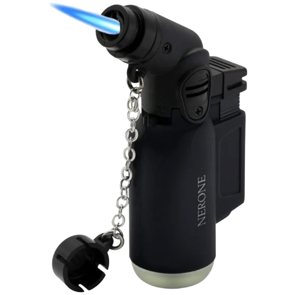 Isqueiro maçarico Nerone de 1 chama em preto Torch vista principal