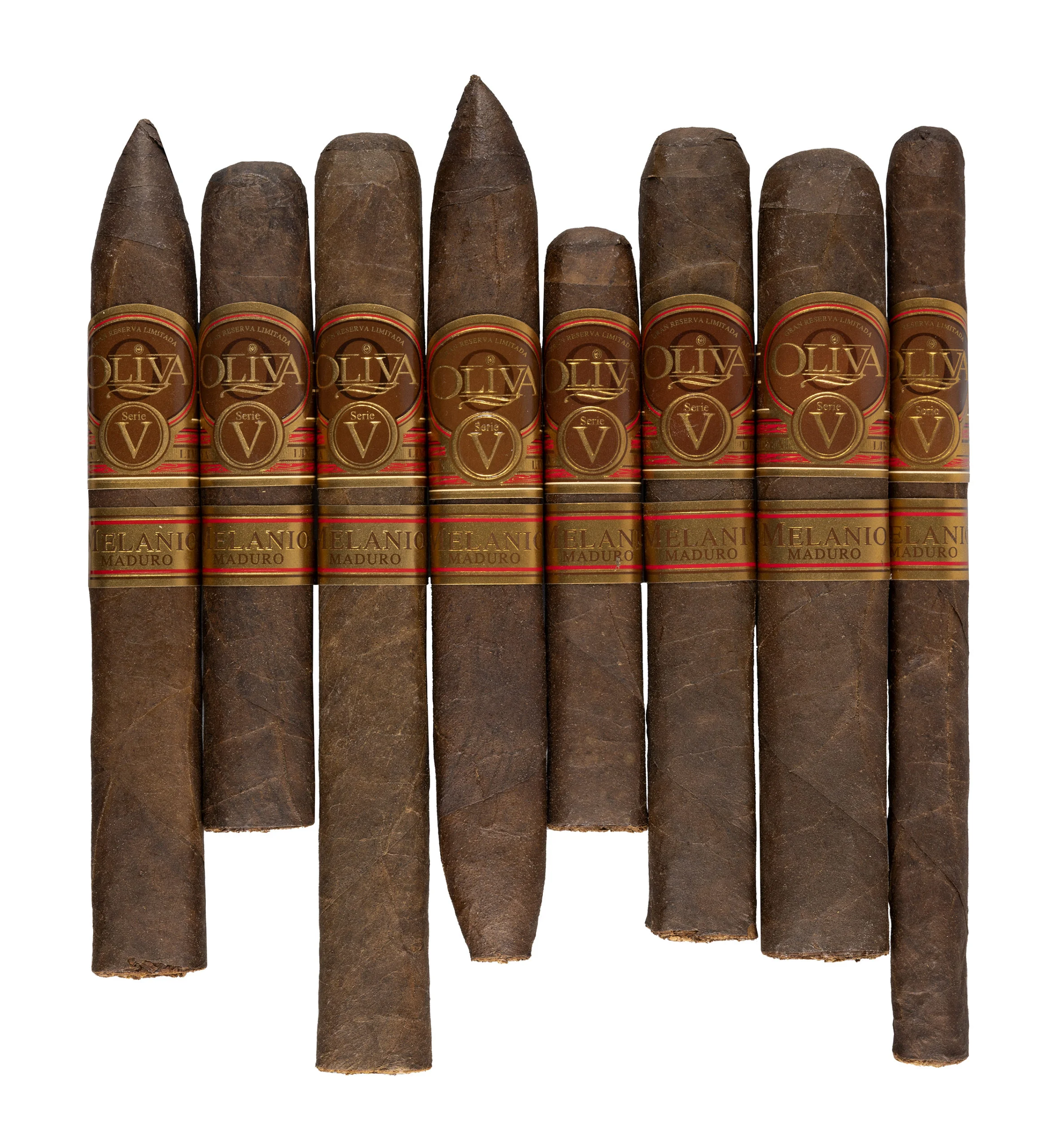 Coleção completa Oliva: Serie G, Serie O, Serie V Natural, Serie V Maduro e Serie V Melanio lado a lado