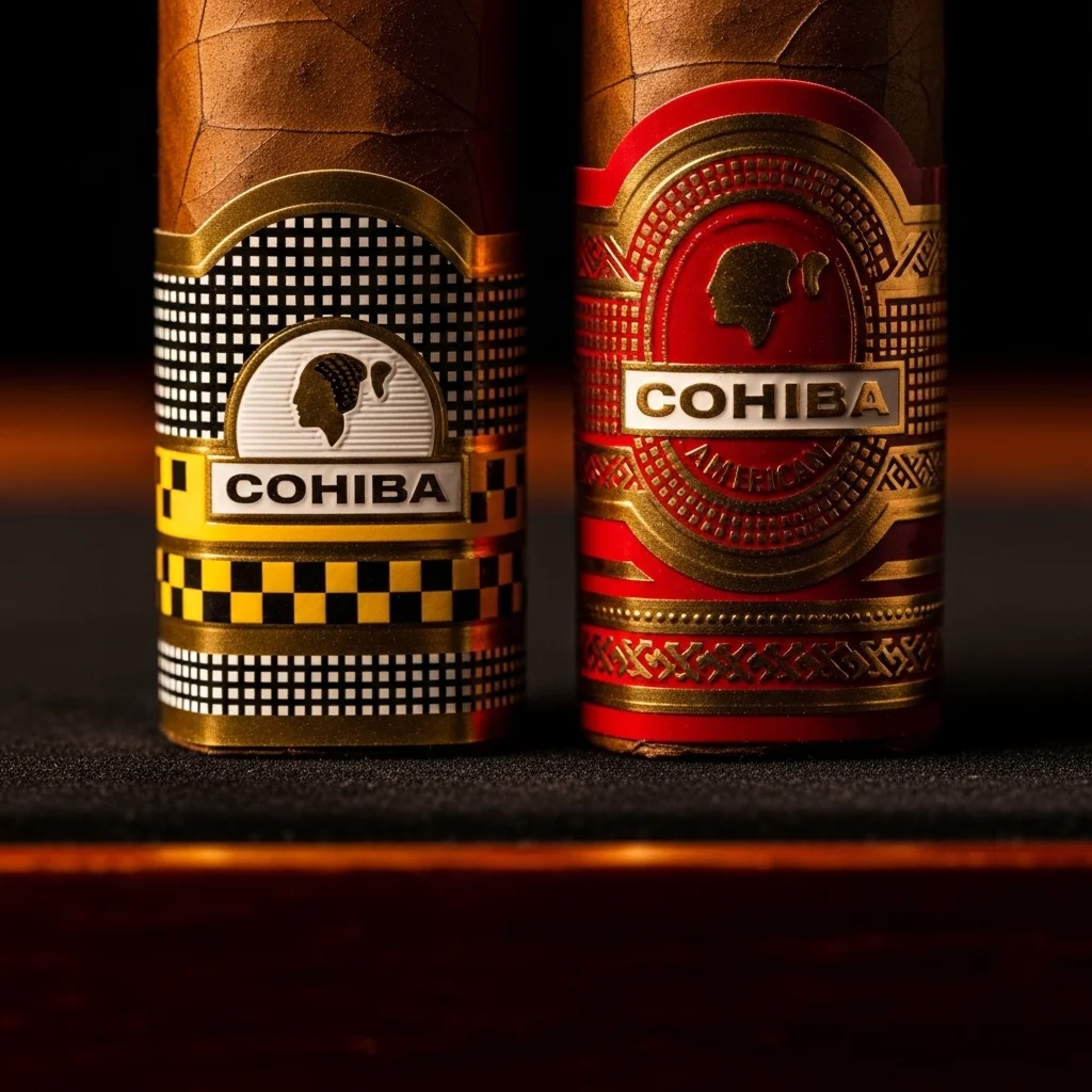 Comparação visual entre anel da Cohiba cubana e anel da Cohiba americana