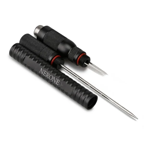 Furador multitool 4x1 Nerone preto em metal, vista com ferramentas abertas