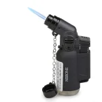 Isqueiro Nerone 1 chama Torch preto em ângulo frontal com acabamento fosco