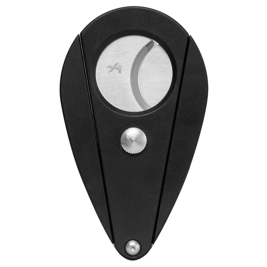 Cortador de charutos Xikar Xi80 preto guilhotina dupla, vista lateral