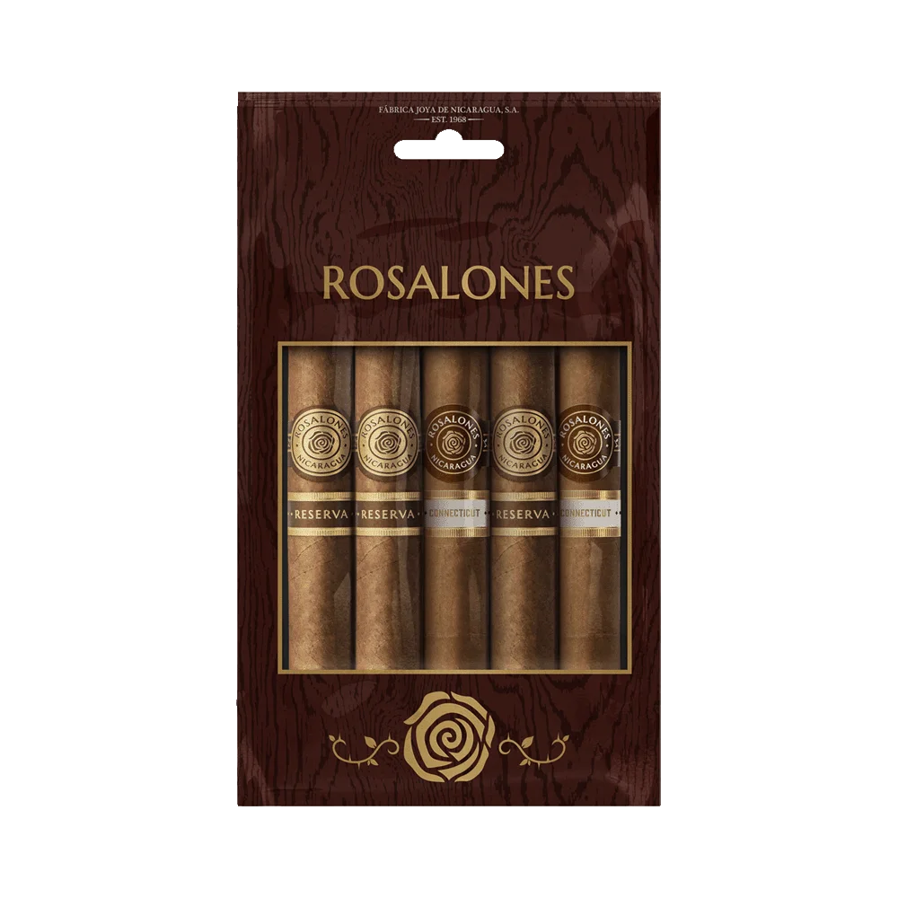 Pack Rosalones Nicaragua com 5 charutos premium Reserva e Connecticut em embalagem para presente