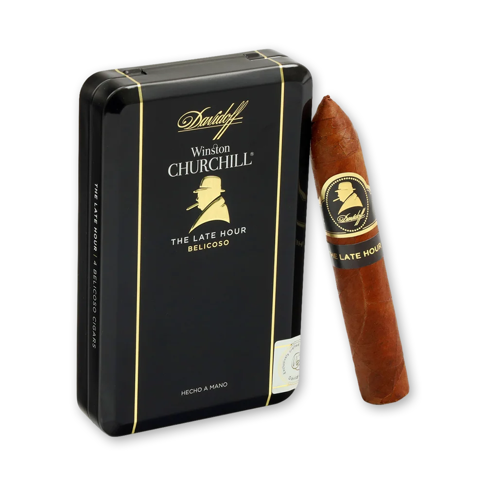 Davidoff Winston Churchill Late Hour com charuto Lata Davidoff Winston Churchill The Late Hour com charuto apoiado e selo de 4 unidades