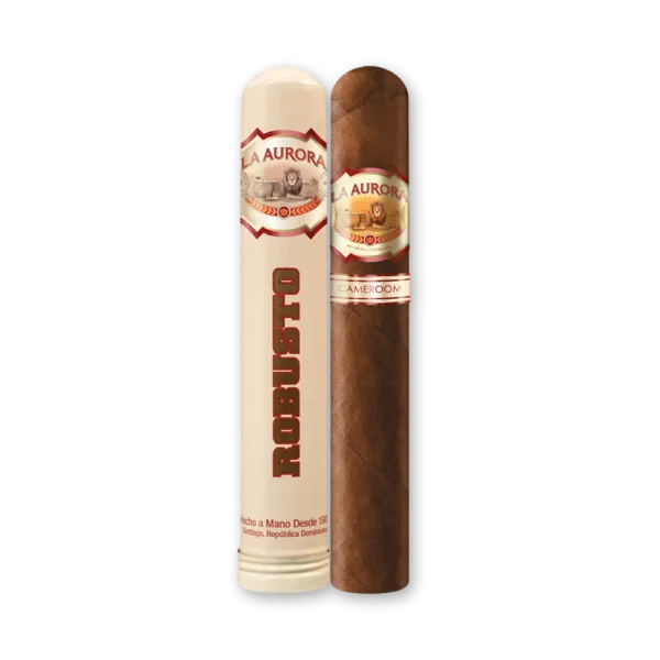 Charuto La Aurora Robusto Deluxe com capa colorado em tubo individual